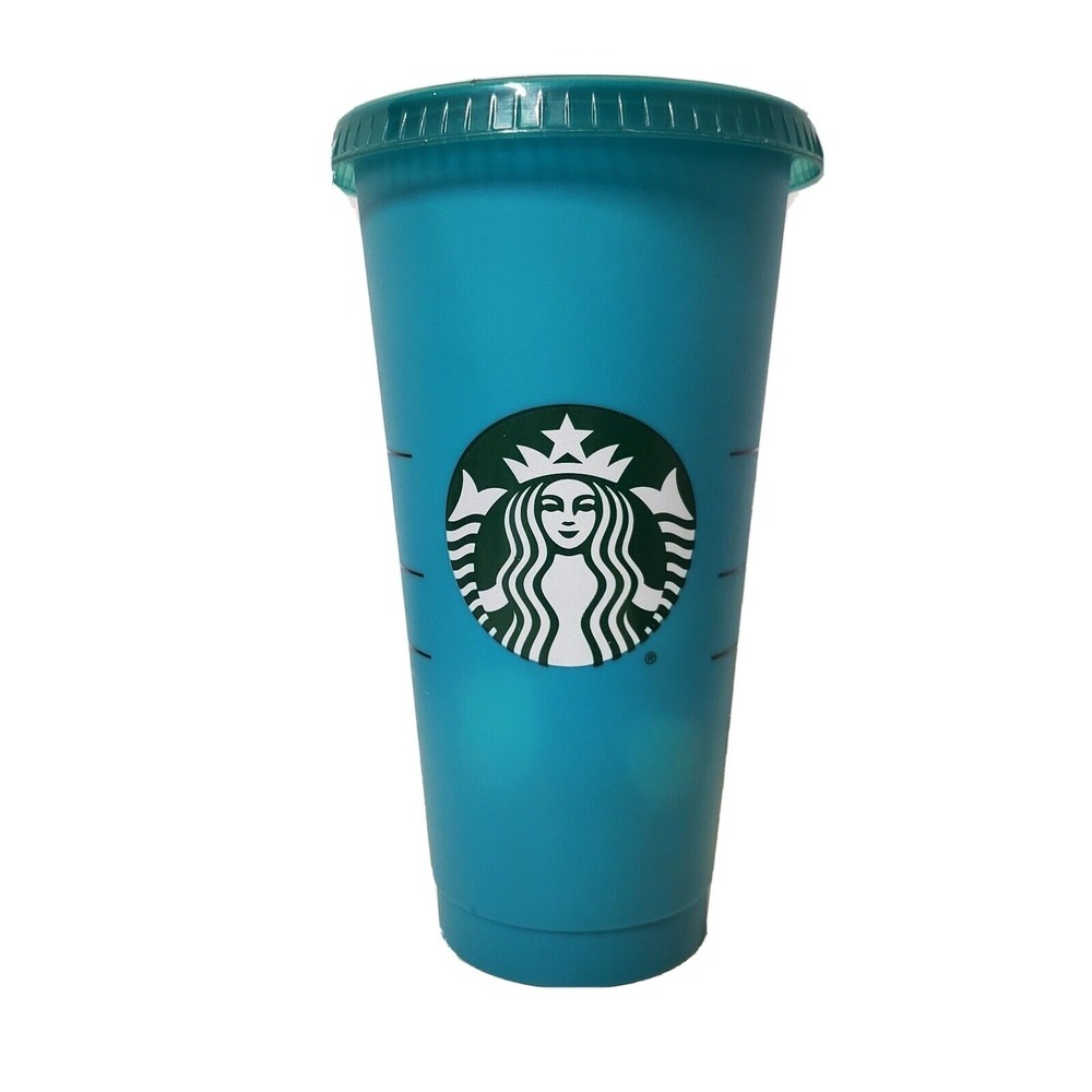 Starbucks Reusable Cold Cup Color change 710ml 24Oz  Teal‎
